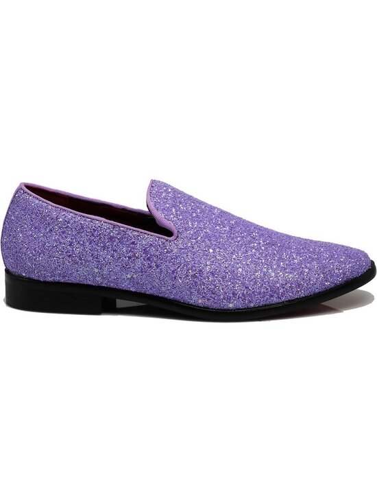 Men\'s Lavender Vintage Glitter Loafers Slip On Tuxedo Dress Party Classic Shoes main image 4